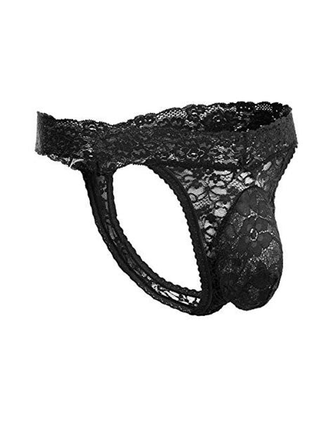 Buy Men S Lace Frilly Sissy Thong Panties Sheer Mesh Bikini Briefs T Back G String Underwear