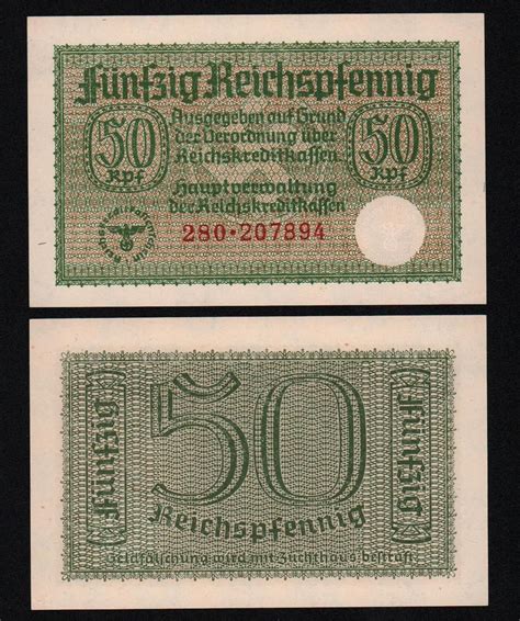 Германия, 50 рейхсфенингов 1940-1945 гг., UNC! - Значки и знаки