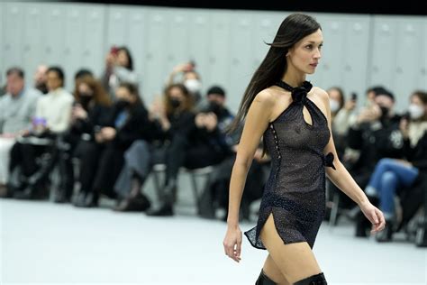 Bella Hadid Naked Tits In See Through At Paris Fashion Week Photos Video The