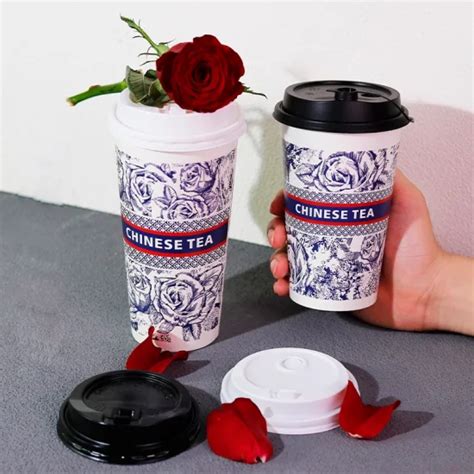 Disposable Take Away Milk Tea Coffee Soy Milk Hot Drink Packaging Paper Cup With Lid 700ml