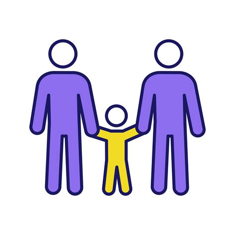 icono de color de la familia gay dos papás con niño crianza del mismo