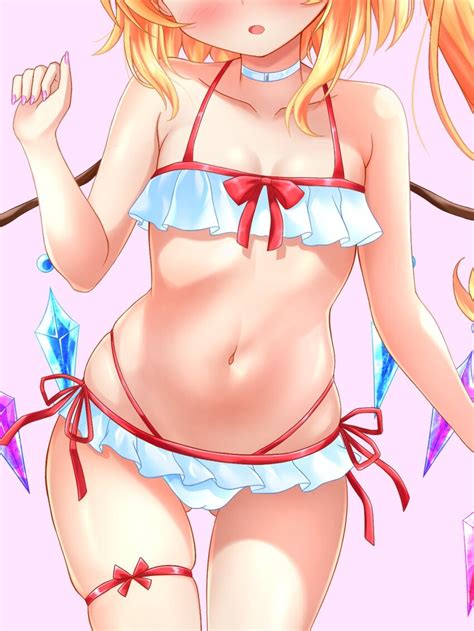 Kuronekoron Flandre Scarlet Touhou Commentary Request Highres 1girl Bikini Blush Breasts