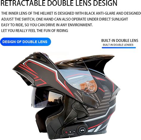 Buy Bluetooth Integrated Motorcycle Helmet Anti Glare Full Face Flip Up Dual Visors Modular