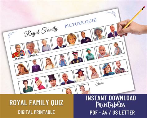 Royal Family Picture Quiz Game Sheet Fun Kids & Family Activity