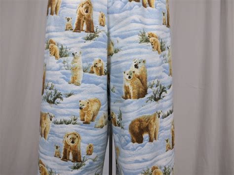 Polar Bear Print Pajama Pants Women Flannel Lounge Wear Etsy