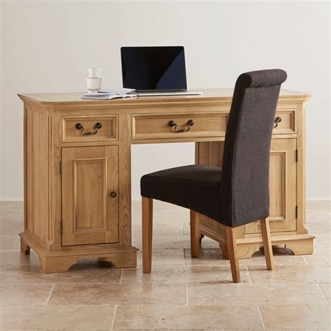 Edinburgh Natural Solid Oak Computer Desk By Oak Furniture Land