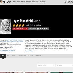 Jayne Mansfield Nude Naked Porn Content Review 496 Nude Celebrities List Like Mrskin