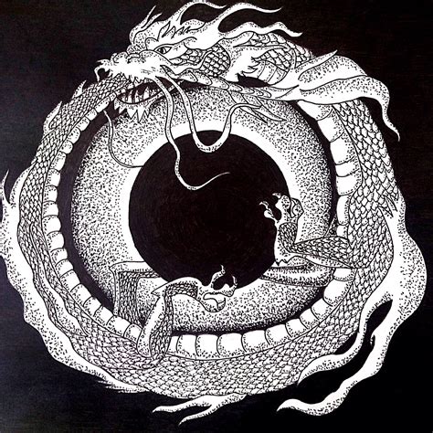 Eclipse Of Ouroboros Fineliner On Paper Oroborus Art Art Ouroboros