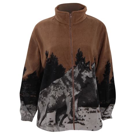 Womensladies Mountain Husky Dogs Design Patterned Full Zip Winter