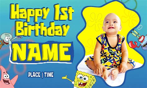 Bithday, Birthday Backdrop, Spongebob, Birthday Invitations, Backdrops ...