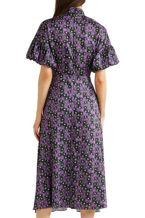 LELA ROSE Pussy bow printed crepe de chine midi dress 최대 세일 THE