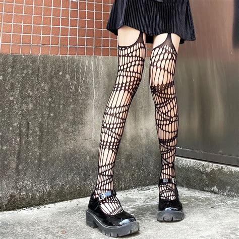 Sexy Lingerie Fishnet Tights Hollow Out Pantyhose Jacquard Mesh Female Garter Belt Stockings