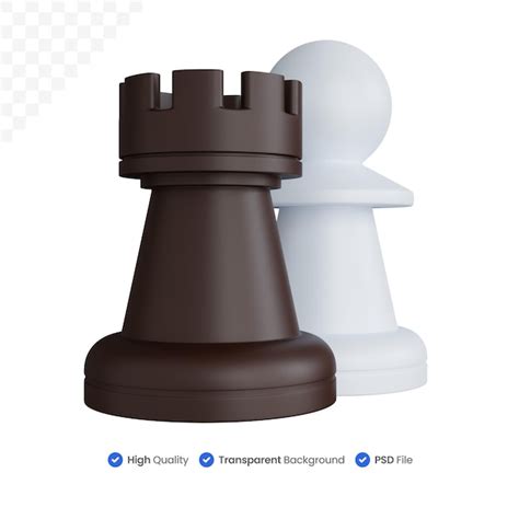 3d Rendering Peones De Ajedrez Y Torre Aislado Archivo Psd Premium