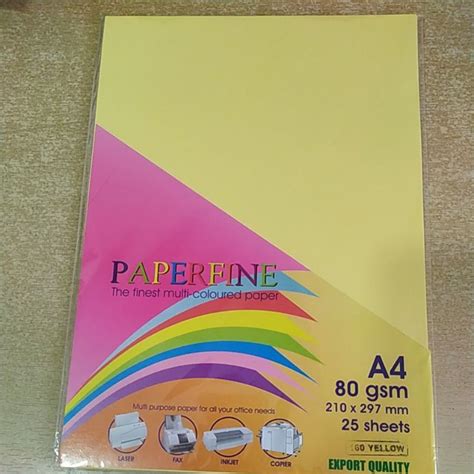 Jual Paperfine A4 80 Gram 25 Sheet Kertas Hvs Warna Shopee Indonesia