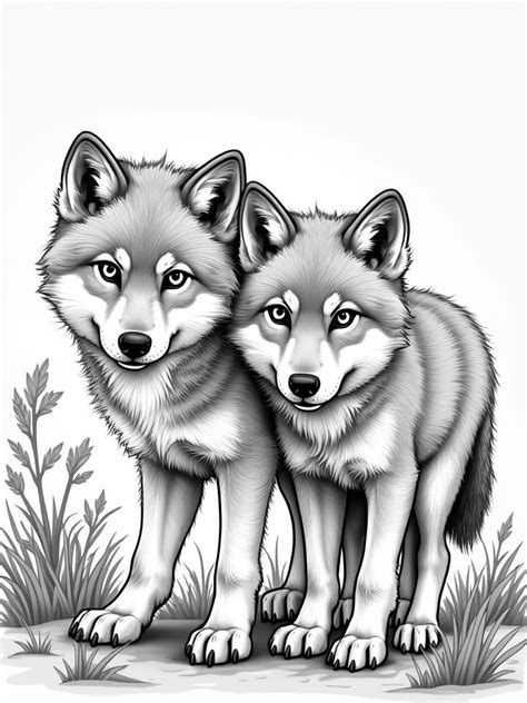 baby wolves coloring page learning corner