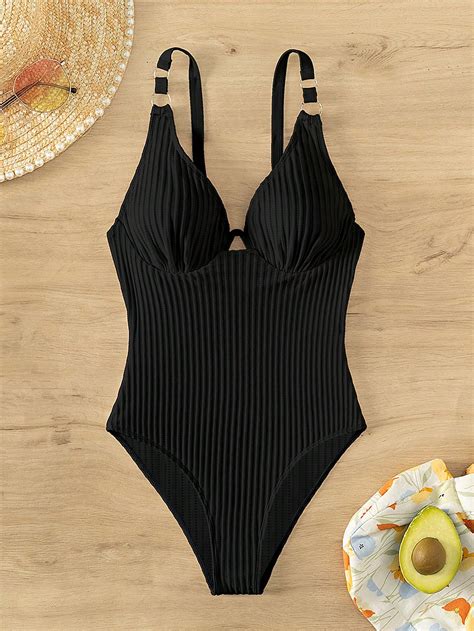 SHEIN Swim Chicsea Maillot De Bain Une Pièce Unicolore À Armature