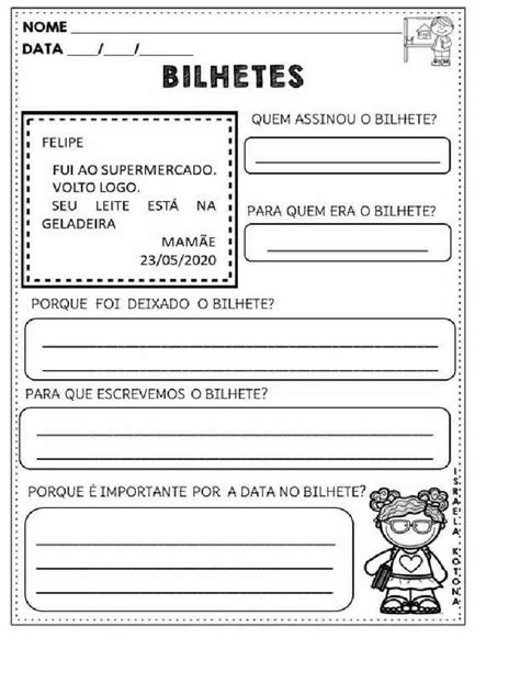 Atividade Bilhete 3 Ano