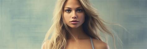 Premium Photo A Woman With Blonde Hair And A Gray Background