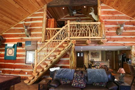 Rustic Stairs Railing Log Railing And Stairs For A Cabin