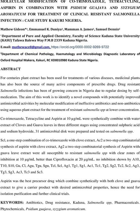 MOLECULAR MODIFICATION OF CO TRIMOXAZOLE TETRACYCLINE ASPIRIN IN