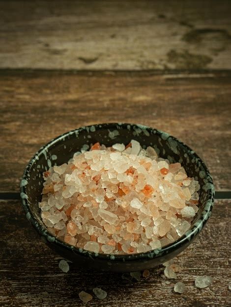 Premium Photo The Pink Salt Or Himalaya Salt In Small Bowl On Wood