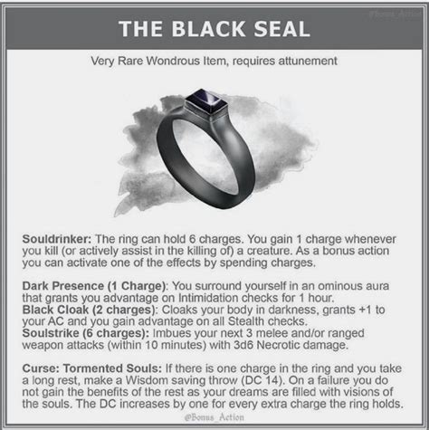 5e Magical Ring The Black Seal Ring Dungeons And Dragons Homebrew