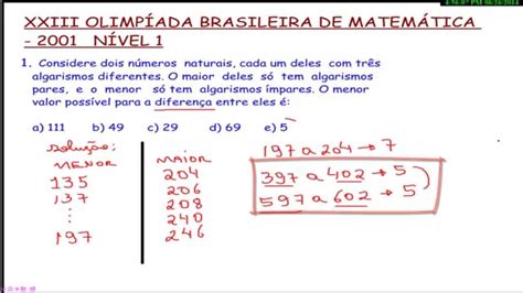 OLIMPÍADA BRASILEIRA DE MATEMÁTICA EXERCÍCIO 1 YouTube