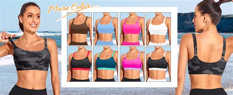 Amazon Tempt Me Women Sports Bra Bikini Tops Scoop Neck Bathing Suits Top Padded Swim Crop