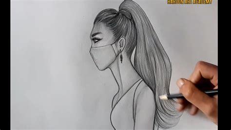 How To Draw A Girl Wearing A Mask Mask Girl Easy Drawing Youtube