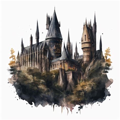 Premium Ai Image A Painting Of A Castle With The Word Hogwarts On It