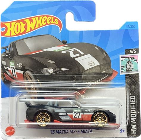 Игрушечная машинка Hot Wheels 15 Mazda MX 5 Miata Matte Black базовая коллекция 2023 г 114