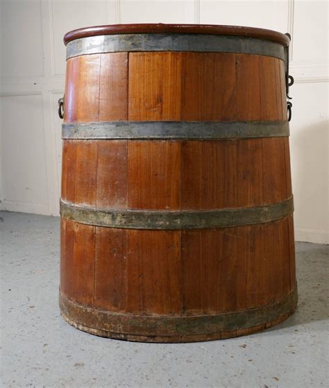 18th Century Ships Salt Beef Barrel Oak And Brass Ships Storage Tub At