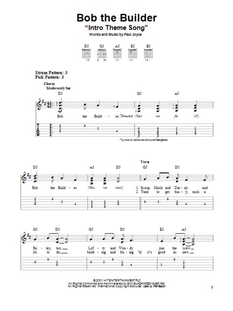 Bob The Builder "Intro Theme Song" | Sheet Music Direct