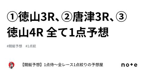 ⚔️①徳山3r、②唐津3r、③徳山4r ⚔️全て1点予想⚔️｜【競艇予想】⚔️1点侍⚔️1点絞りで回収率は280越