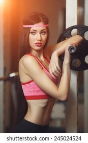 Sexy Brunette Very Long Hair Sporting Stock Photo Shutterstock