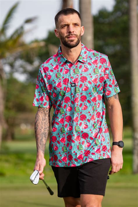 Ca Funky Golf Shirt Tropical Flamingo Custom Apparel