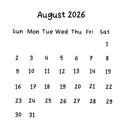 free printable august 2026 calendar with holidays 1