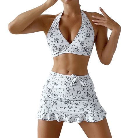 Gdreda Bathing Suits Women Bikini Set Printed Three Piece Beach Wear