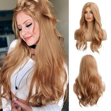 OUFEI Long Wavy Strawberry Blonde Wigs For Women Natural Synthetic Hair