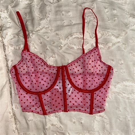 Red A Pink Heart Lingerie Top Super Adorable Depop