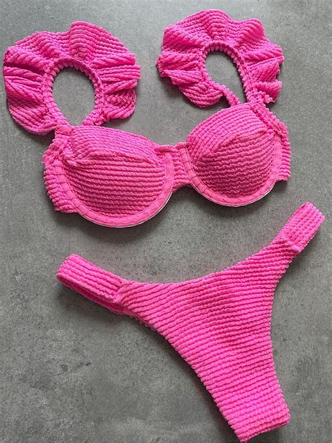 AnQingLueLv Sexy Bikinis Push Up Bikini Set 2024 Plant Print Swimsuit Women Beachwear Bandage