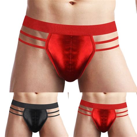 Sissy Men Lingerie De Couro Brilhante Calcinha Fio Dental Shopee Brasil