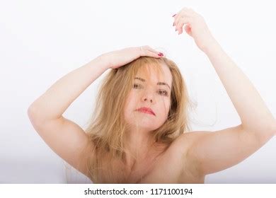 Стоковая фотография Middle Age Naked Woman Messy Hair Shutterstock