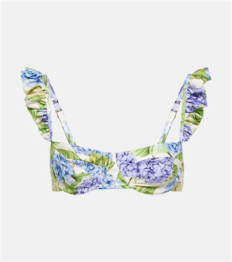 Kiwi Hortensia Floral Bikini Top In Purple Agua By Agua Bendita