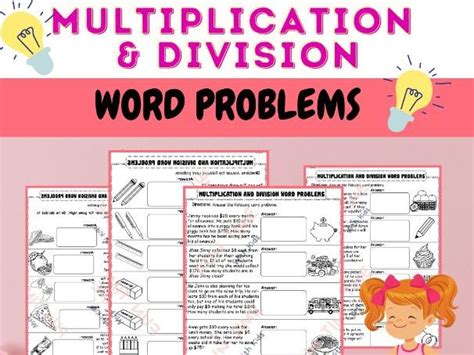 Single Step Multiplication And Division Word Problem Worksheets Teaching Resources