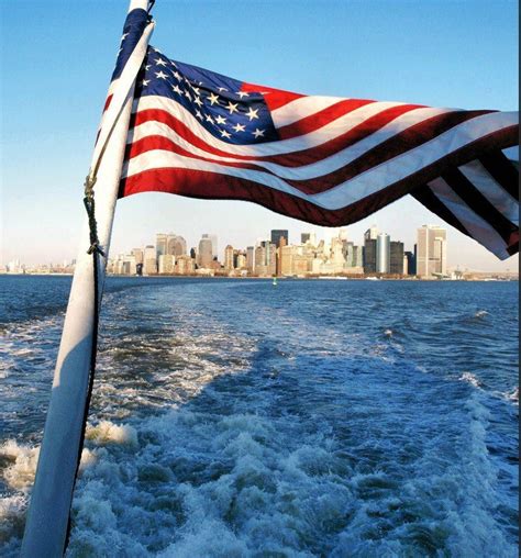 American Flag On Boat I Love America Land Of The Free God Bless America