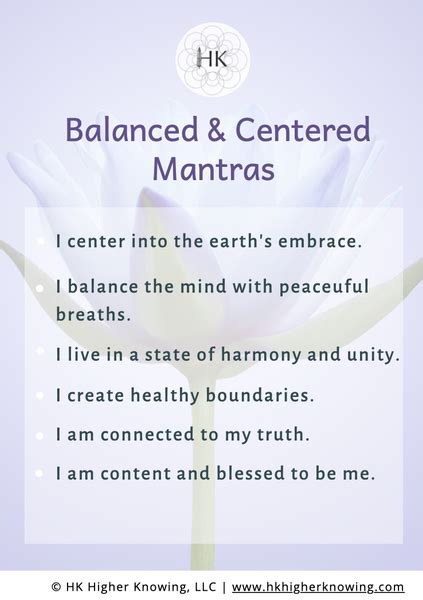 Hk Balanced And Centered Mantras Hk Higher Knowing Llc