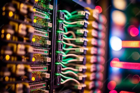 premium photo internet servers   data center  blinking