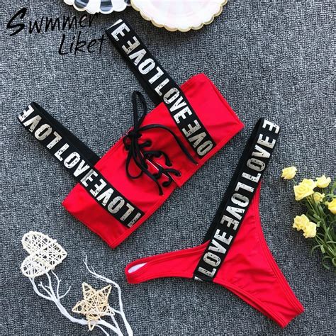 Brief Strappy Bandeau Bademode Frauen Batehrs Spitze Up Wei Badeanzug Weibliche Sexy Bikini