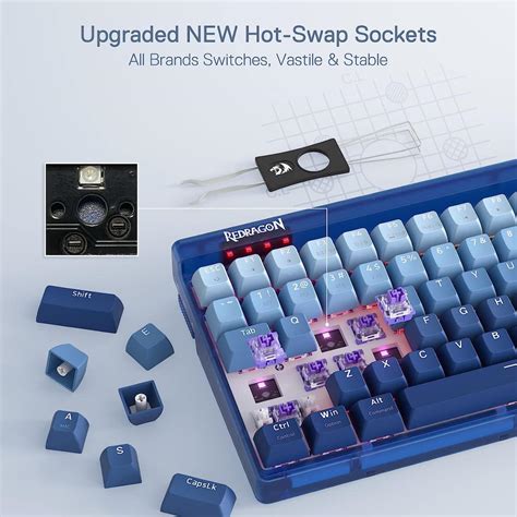 Redragon Garen K Pro Mode Rgb Keys Mechanical W Translucent Board Hot Swappable Socket